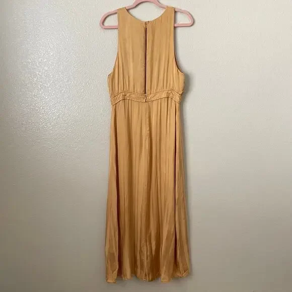 Shona Joy Dress Womens Size 8 Yellow Gold Split Skirt Midi Slit Cocktail Evening - Picture 8 of 12